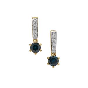 1/2ct Blue & White Diamonds 9K Gold Earrings