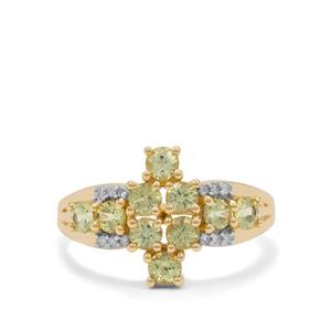 Mansanite™ Ring with Diamond in 9K Gold 1.35cts