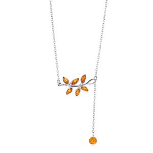 Baltic Cognac Amber Necklace in Sterling Silver