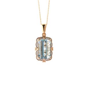 Nigerian Aquamarine & Diamonds 18K Gold Necklace MTGW 13.70cts