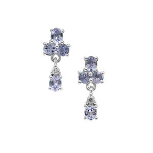 Tanzanite Earrings with White Zircon in Sterling Silver 1.20cts