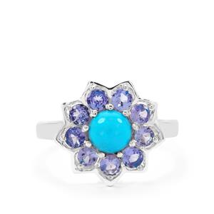 Sleeping Beauty Turquoise & Tanzanite Sterling Silver Ring ATGW 1.75cts