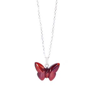 Baltic Cherry Amber Sterling Silver Butterfly Necklace (23.50 x 17mm)