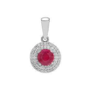 Kenyan Ruby Pendant with Natural Zircon in Platinum Plated Sterling Silver 1.5cts