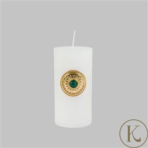 Kimbie Home 560g Soy Wax Pillar Candle with Malachite Candle Pin 