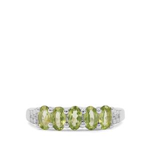Red Dragon Peridot & White Zircon Sterling Silver Ring ATGW 1.30cts