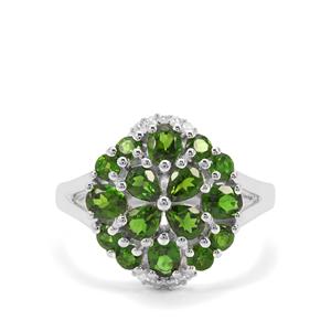 Chrome Diopside & White Zircon Sterling Silver Ring ATGW 2.16cts