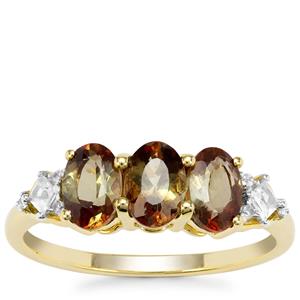 Sopa Andalusite Ring with White Zircon in 9K Gold 1.52cts