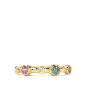 White, Blue Lagoon Diamond & Pink Sapphire 9K Gold Ring ATGW 0.35ct