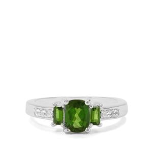 Chrome Diopside & White Zircon Sterling Silver Ring ATGW 1.20cts