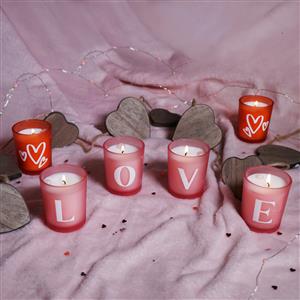 Set of 6 Candles with Rose Quartz Beads