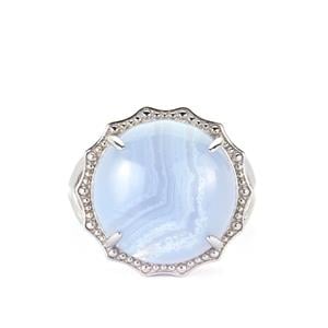 10.40ct Blue Lace Agate Sterling Silver Ring