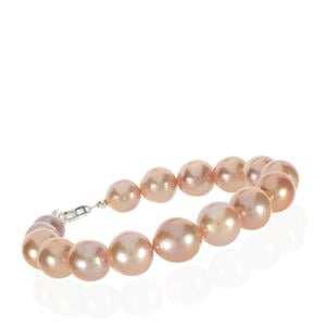 Naturally Lavender Freshwater Cultured Pearl Bracelet With White Topaz in Sterling Silver