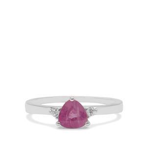 Ilakaka Hot Pink Sapphire & White Zircon Sterling Silver Ring ATGW 1.15cts (F)