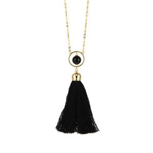 3.85ct Black Onyx Gold Tone Sterling Silver Necklace