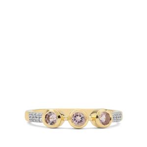 Cherry Blossom™ Morganite & White Zircon 9K Gold Ring ATGW 0.40ct