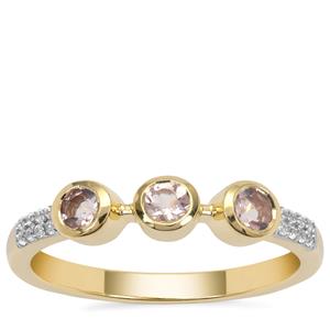 Cherry Blossom™ Morganite Ring with White Zircon in 9K Gold 0.40ct
