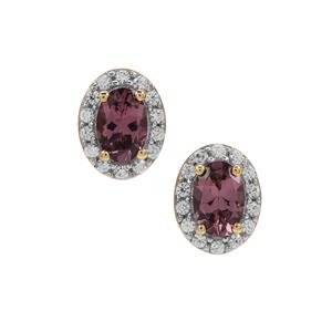 Mahenge Purple Spinel Earrings with White Zircon in 9K Gold 1.40cts