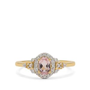 Idar Pink Morganite & White Zircon 9K Gold Ring ATGW 0.65cts