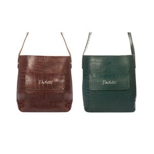 Destello Vintage Mock Croc Handbags 01 Green / 02 Chocolate