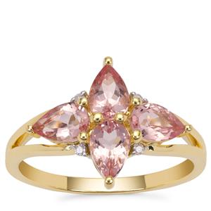 Cherry Blossom™ Morganite Ring with Pink Diamond in 9K Gold 1.40cts
