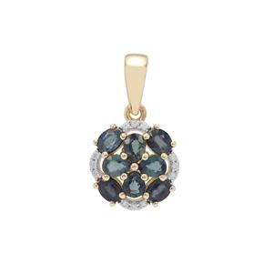 Nigerian Blue Sapphire Pendant with White Zircon in 9K Gold 1.20cts