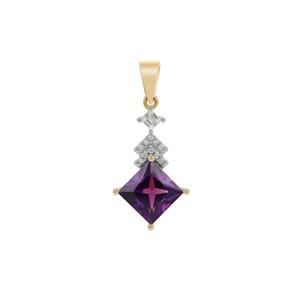 Moroccan Amethyst Pendant with White Zircon in 9K Gold 2.50cts