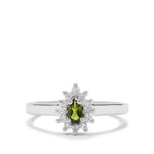 Chrome Diopside & White Zircon Sterling Silver Ring ATGW 0.41cts