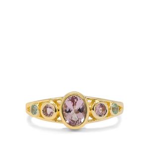 Cherry Blossom™ Morganite Ring with Aquaiba™ Beryl in 9K Gold 1cts
