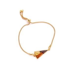 Baltic Cognac, Cherry and Champagne Amber Sterling SIlver Slider Bracelet