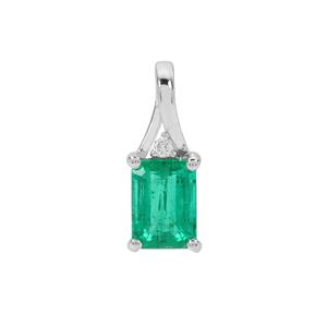 Panjshir Emerald & Diamond 18K White Gold Tomas Rae Pendant MTGW 0.65ct