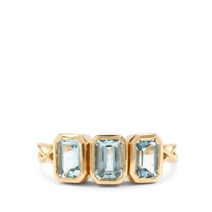 Santa Maria Double Blue Aquamarine Ring in 9K Gold 1.60cts