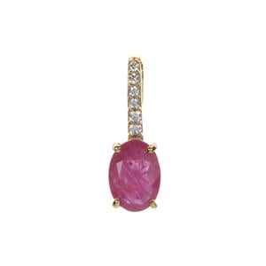 Montepuez Ruby Pendant with White Zircon in 9K Gold 0.89cts