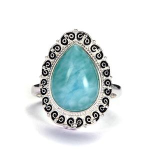  6cts Larimar Sterling Silver Ring 