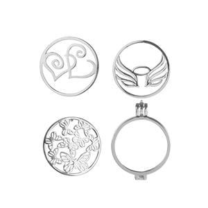 Sterling Silver Locket with Angel Wings, Heart and Butterfly Disc.