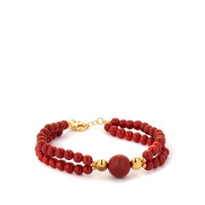 69cts Red Agate Gold Tone Sterling Silver Bracelet 