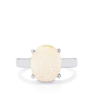 Pearl White Drusy Ring in Sterling Silver 4.57cts