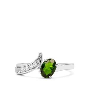 Chrome Diopside & White Zircon Sterling Silver Ring ATGW 1.16cts
