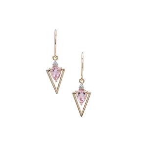 Cherry Blossom™ Morganite Earrings with Diamond in 9K Gold 1.15cts