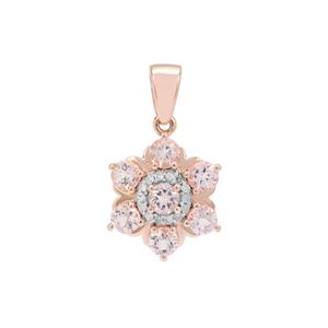 Cherry Blossom Morganite Pendant with Diamond in 9K Rose Gold 1.15cts
