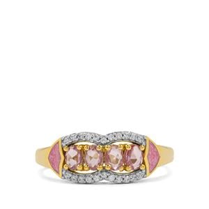 Sakaraha Pink Sapphire & White Zircon MIdas With Enameling Ring ATGW 0.70ct 