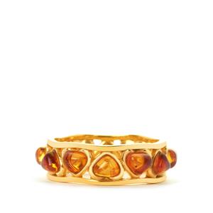 Baltic Cognac Amber Gold Tone Sterling Silver Ring (4x3mm)