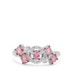 Mozambique Pink Spinel & White Zircon Sterling Silver Ring ATGW 0.96ct