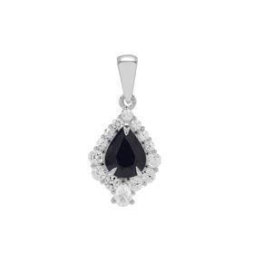 Madagascan Blue Sapphire Pendant with White Zircon in Sterling Silver 3.05cts