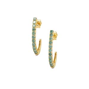 1ct Seafoam Green Diamonds 9K Gold Earrings 