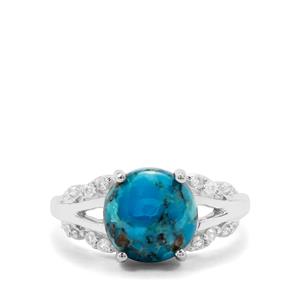Bonita Blue Turquoise & White Zircon Sterling Silver Ring ATGW 3.90cts