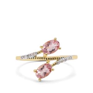 Cherry Blossom™ Morganite & Pink Diamond 9K Gold Ring ATGW 0.85ct