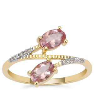 Cherry Blossom™ Morganite Ring with Pink Diamond in 9K Gold 0.85ct