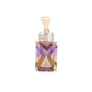 Anahi Ametrine Pendant with White Zircon in 9K Gold 6.33cts