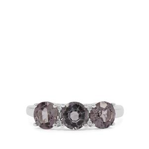 Burmese Grey Spinel & White Zircon Sterling Silver Ring ATGW 2.40cts